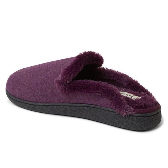 DEARFOAMS Aubergine Erin Faux Fur Slipper Shoe Memory Foam Insole Indoor NWT - Picture 4 of 8